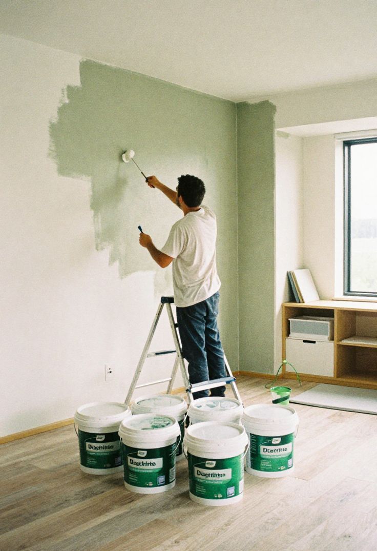 Professional painter applying a smooth finish